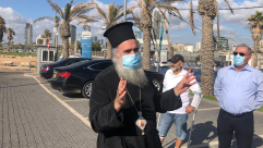 وفد من الطائفة الأرثوذكسية في زيارة لمقبرة الاسعاف الاسلامية بيافا